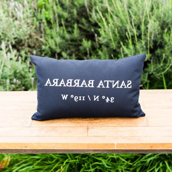 Santa Barbara Latitude / Longitude Pillow in Navy