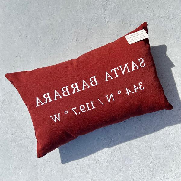 WS | Santa Barbara Latitude / Longitude Pillow in Red